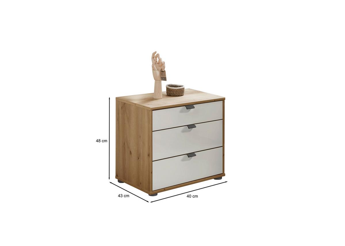 SZAFKA NOCNA MILANO 4000 - biały/czarny, Konventionell, materiał drewnopochodny/metal (40/48/43cm) - Dieter Knoll