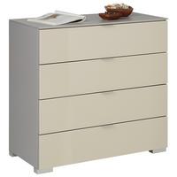 Kommode Sonate Rom in Hellgrau - Sandfarben/Alufarben, MODERN, Glas/Holzwerkstoff (80/77/40cm) - Premium Living