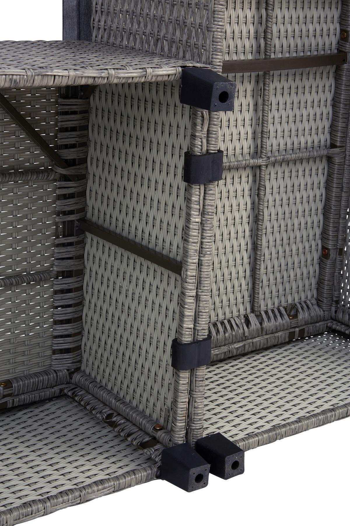 Lounge Garnitura Athena, Siva, Videz Ratana, 6-Delno - siva/črna, Moderno, kovina/umetna masa