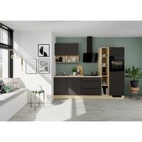 Küchenblock IKZ mit Geräten ca. 280 cm Braun - Eichefarben/Schwarz, Design, Holzwerkstoff/Metall (280cm) - Impuls