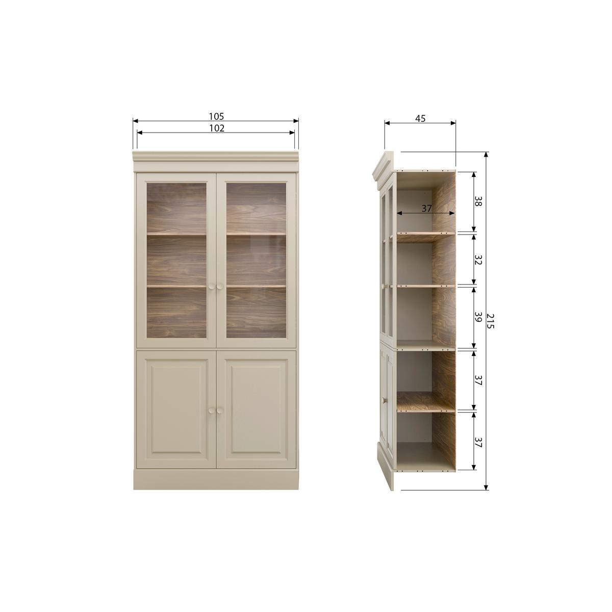 Vitrine Chow Grau - Grau, Design, Holz (105/215/40cm) - Livetastic