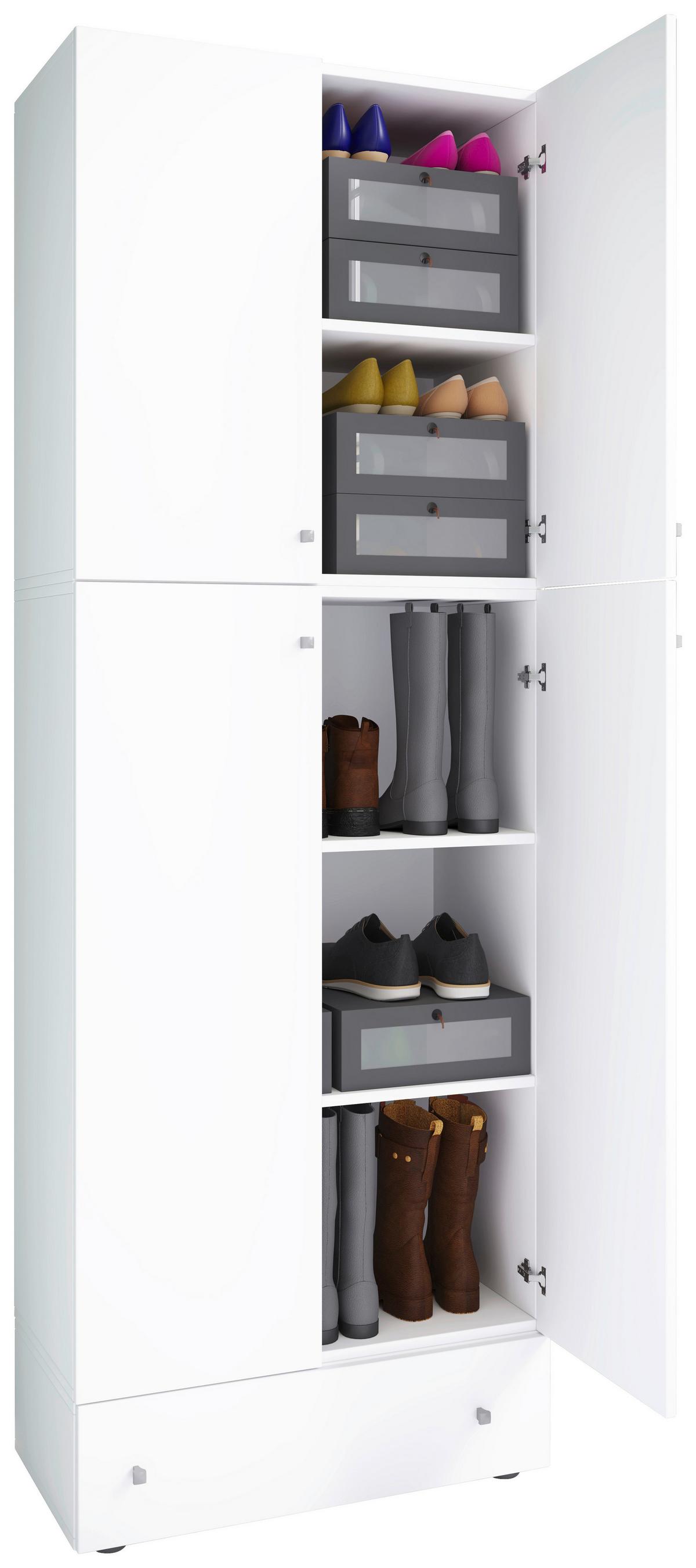 Schuhschrank Lona XXL ca.70x200x39cm Weiß - Schwarz/Weiß, KONVENTIONELL, Holzwerkstoff/Kunststoff (70/200/39cm) - MID.YOU