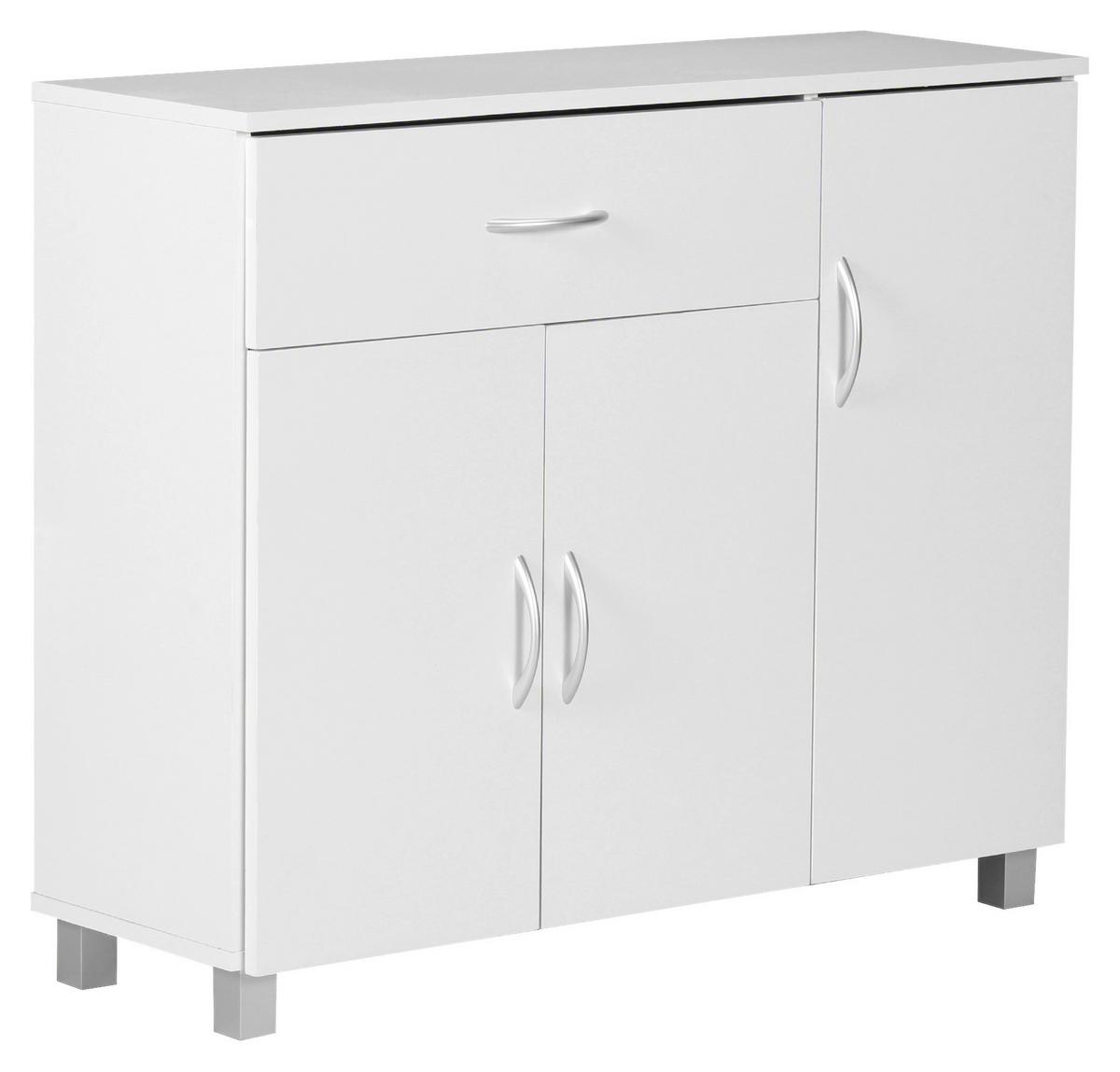 Sideboard Jarry ca. 90x75x30 cm Weiß - Alufarben/Grau, KONVENTIONELL, Holzwerkstoff (90/75/30cm) - MID.YOU