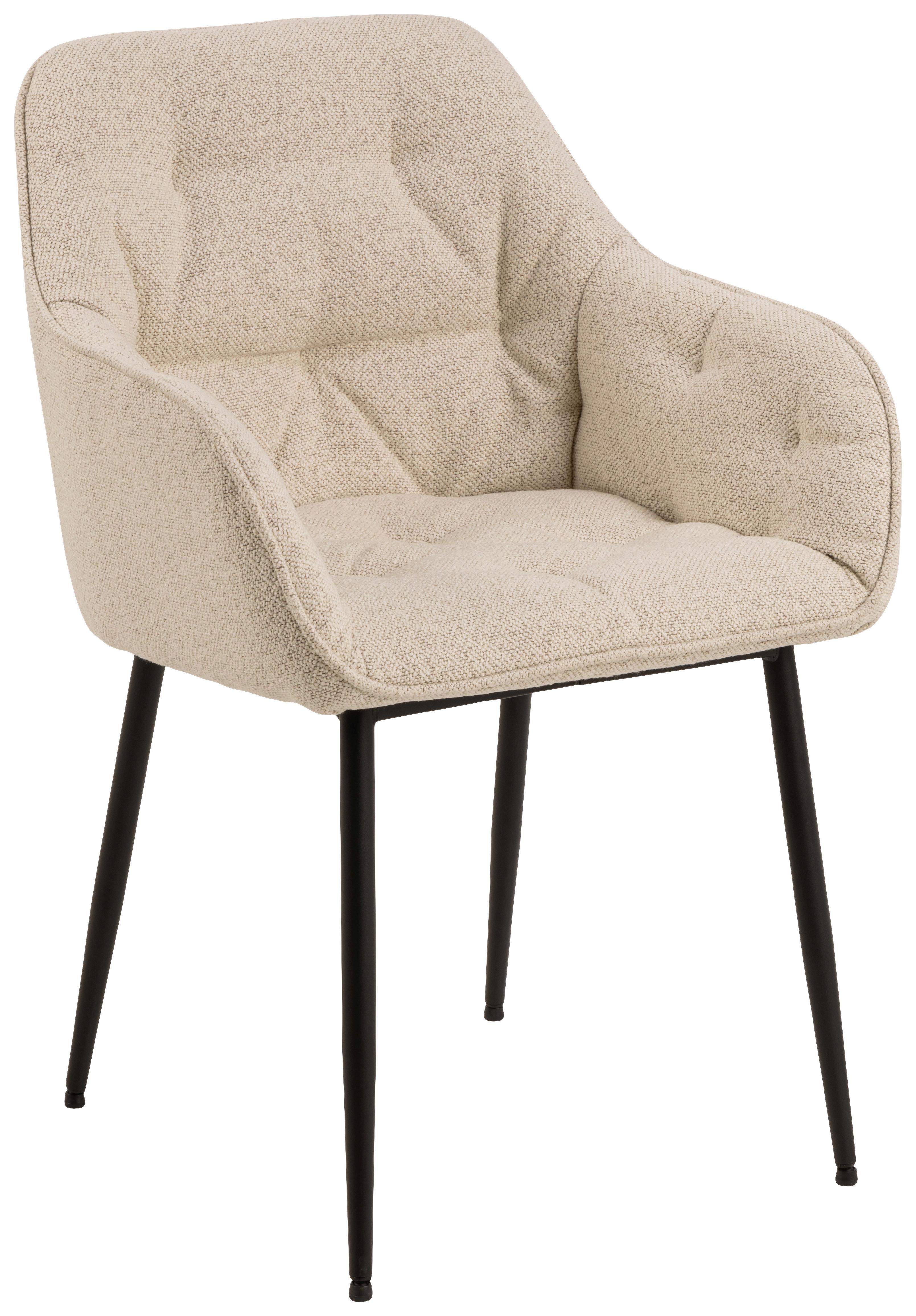 KRZESŁO Z PODŁOKIETNIKAMI BROOKE - kremowy/czarny, Trend, metal/tkanina (58/83/55cm) - MID.YOU