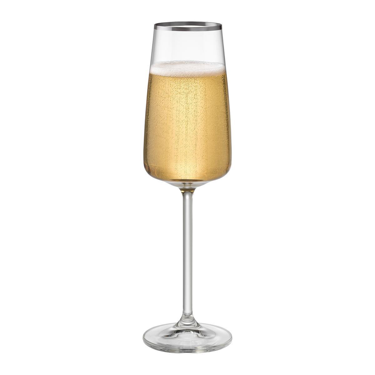 Sektglas Platin Klar ca. 210ml - Klar, ROMANTIK / LANDHAUS, Glas (0,21l)