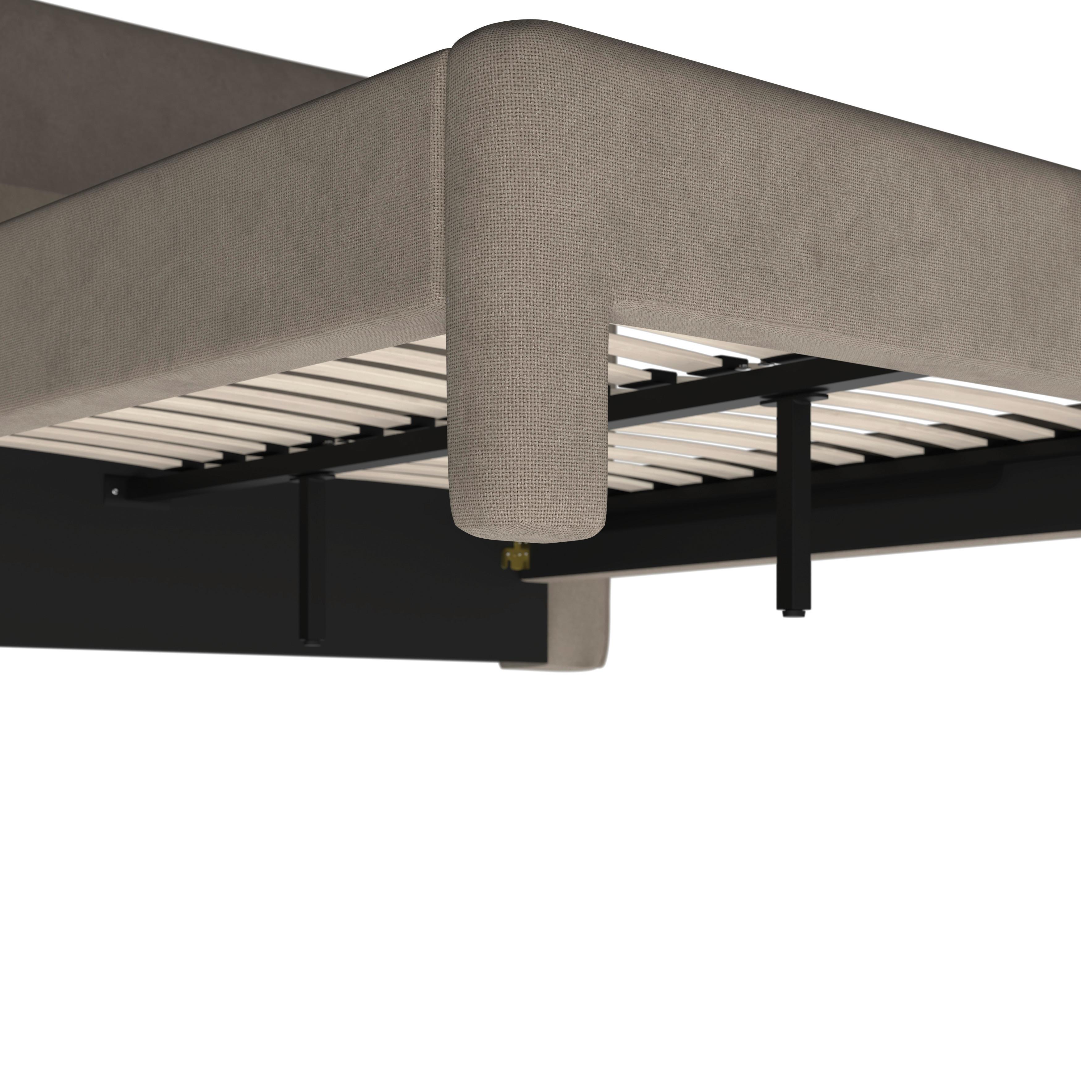 STOPPAD SÄNG VALION - taupe/ekfärgad, Modern, metall/trä (160/200cm) - Bessagi Home
