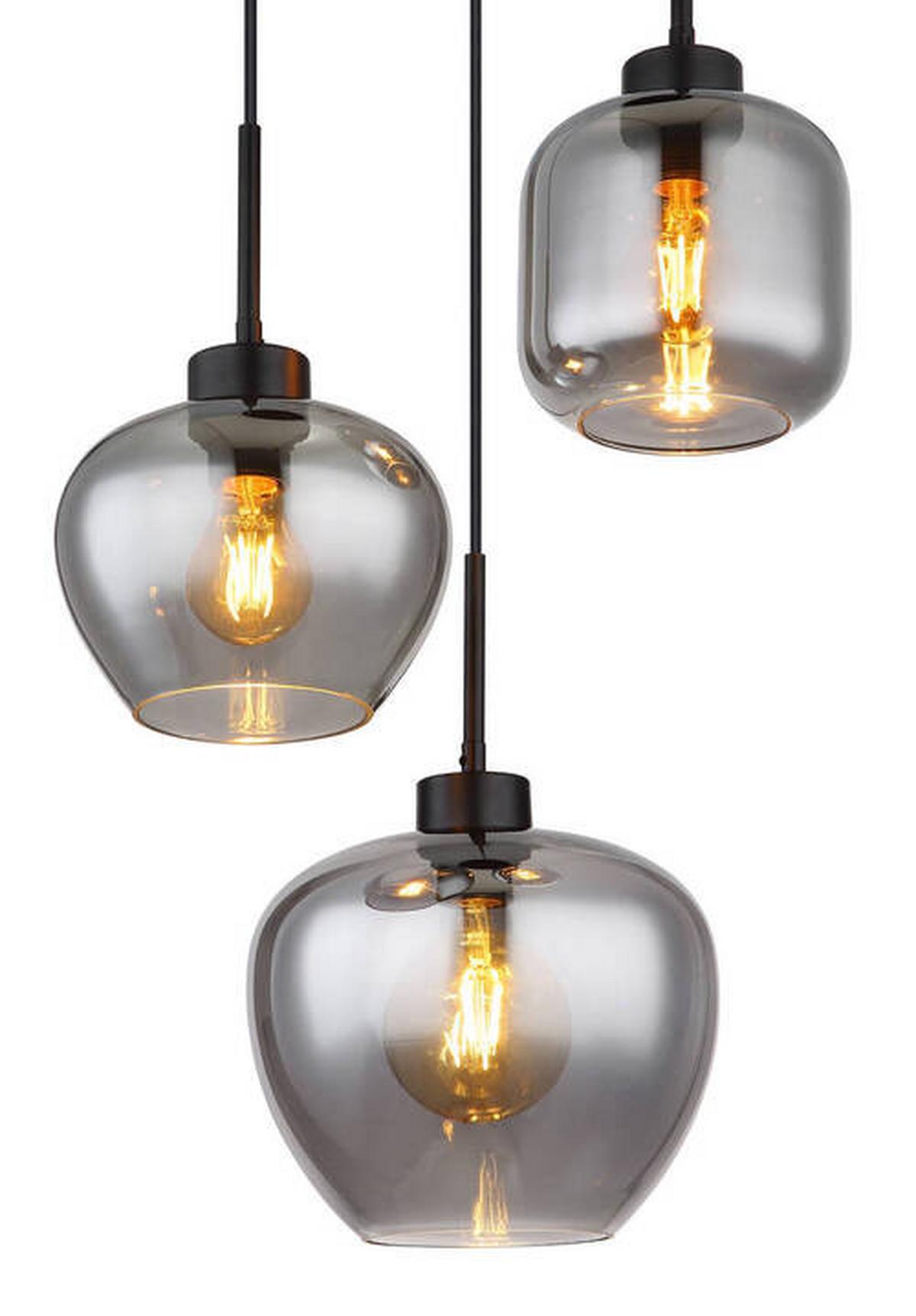 Hängeleuchte Matt Schwarz max. 40 Watt - Schwarz, Design, Glas/Kunststoff (38/120cm) - Globo