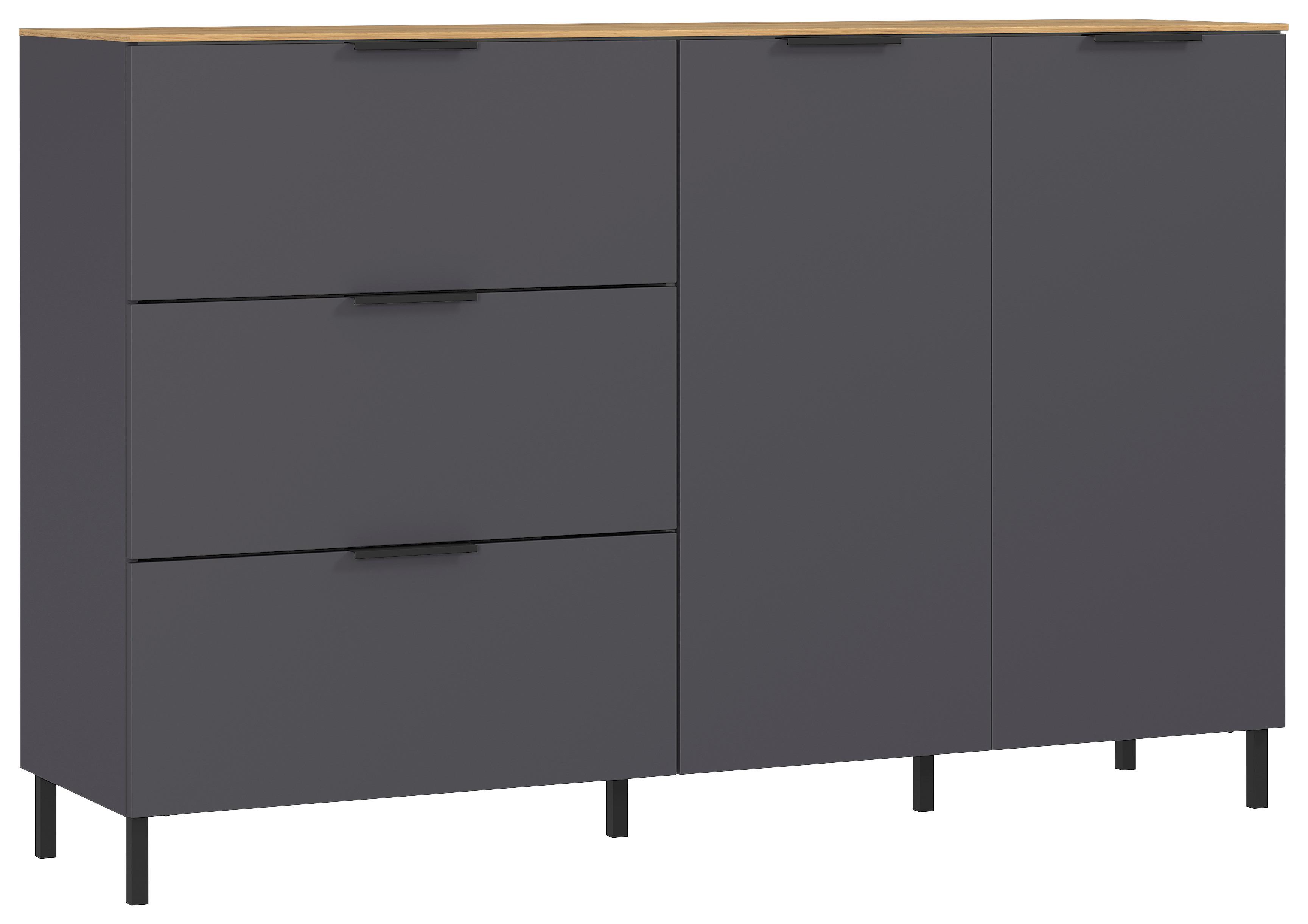 Kommode California in Graphitfarben/Eichefarben - Eichefarben/Graphitfarben, MODERN, Holzwerkstoff/Metall (151/98/40cm) - Premium Living