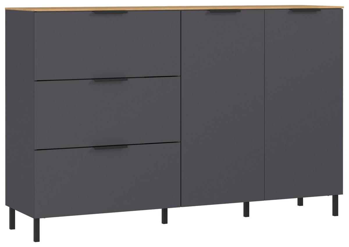 Kommode California in Graphitfarben/Eichefarben - Eichefarben/Graphitfarben, Modern, Holzwerkstoff/Metall (151/98/40cm) - Premium Living