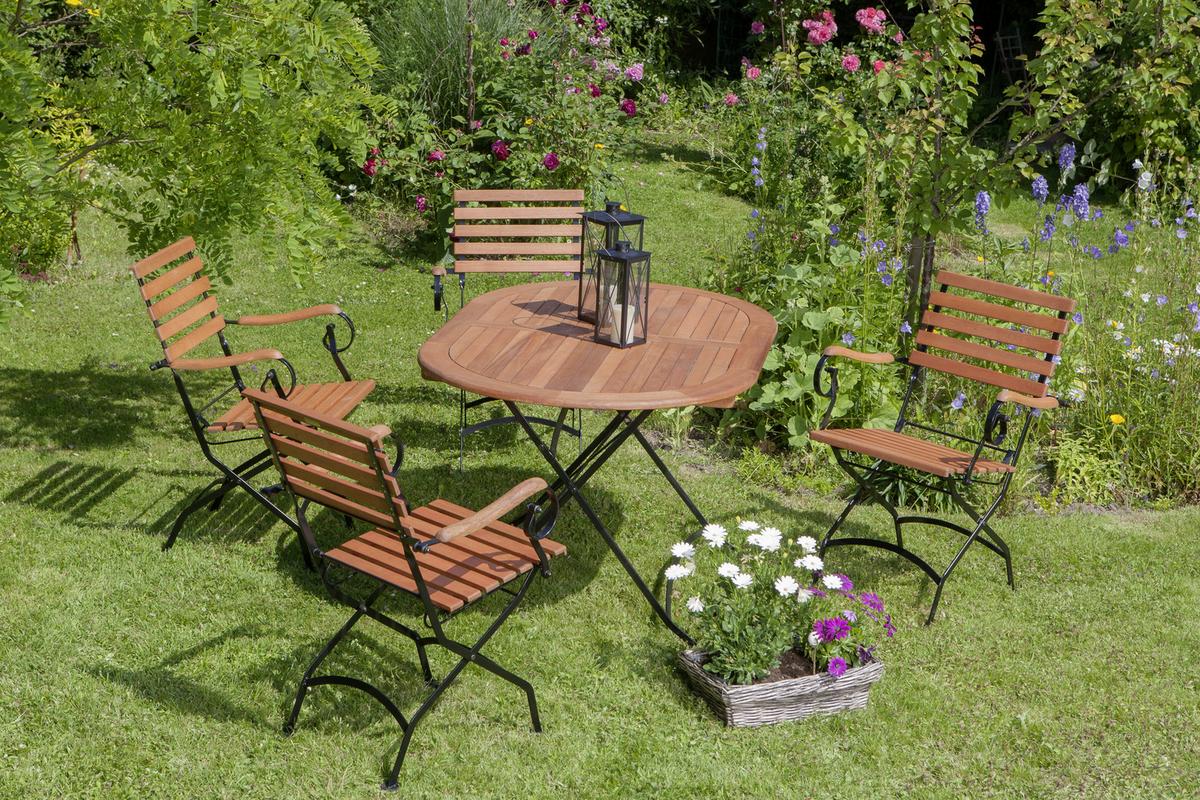 Vrtni Stol Schlossgarten, Masivno - črna/naravne barve, Romantika, kovina/les (60/57/85cm) - Gardenson
