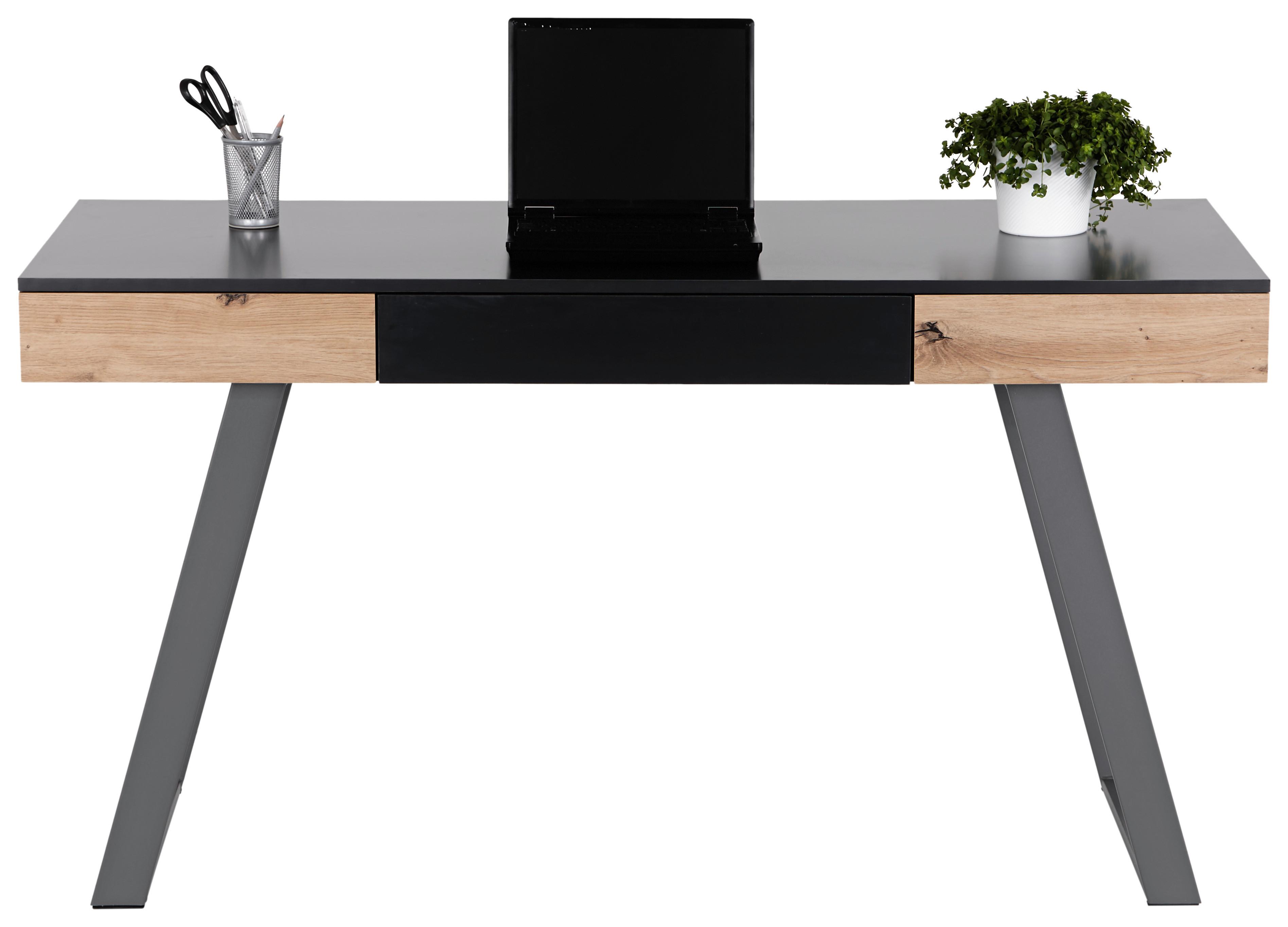 Pisalna Miza Viola, Siva, Barva Hrasta - siva/barve hrasta, Moderno, kovina/leseni material (140/60/76cm) - Modern Living