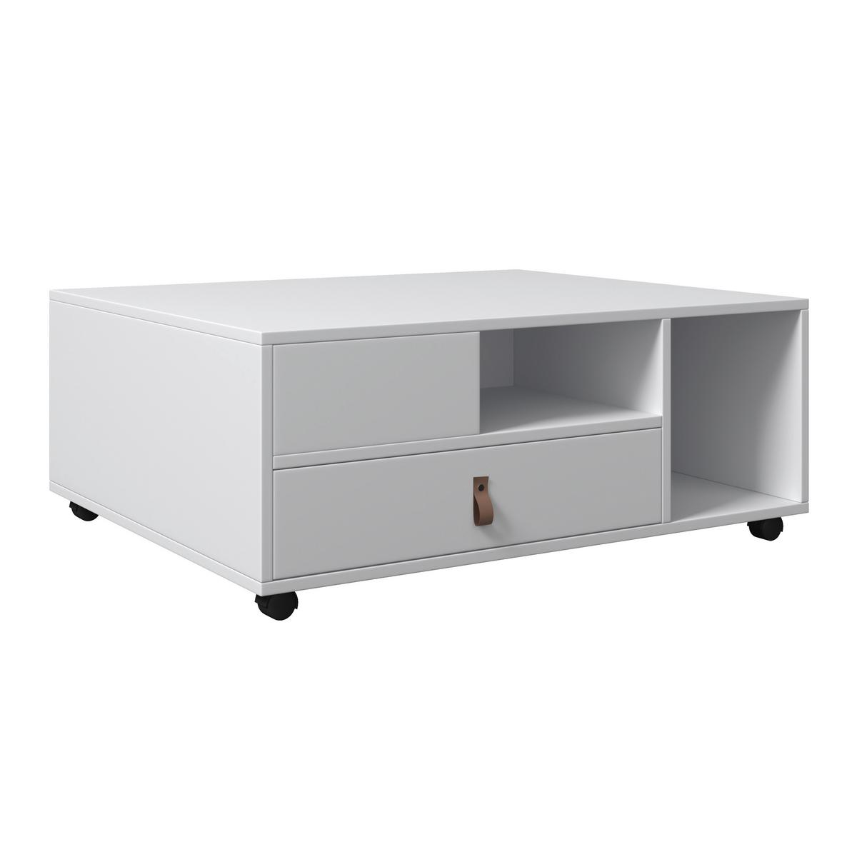 Couchtisch Mick Weiß MDF - Braun/Weiß, MODERN, Holzwerkstoff/Kunststoff (74/88/35cm) - Bessagi Home