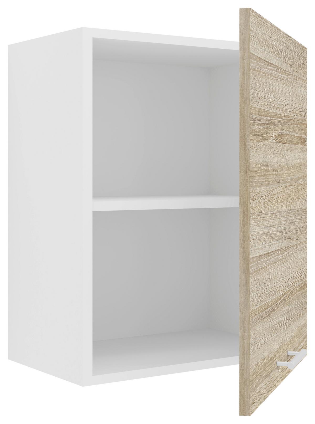 Kuhinjska Zgornja Omarica Esilo, Hrast, Bela - bela/barve aluminija, Konvencionalno, kovina/leseni material (50/60/31cm) - MID.YOU