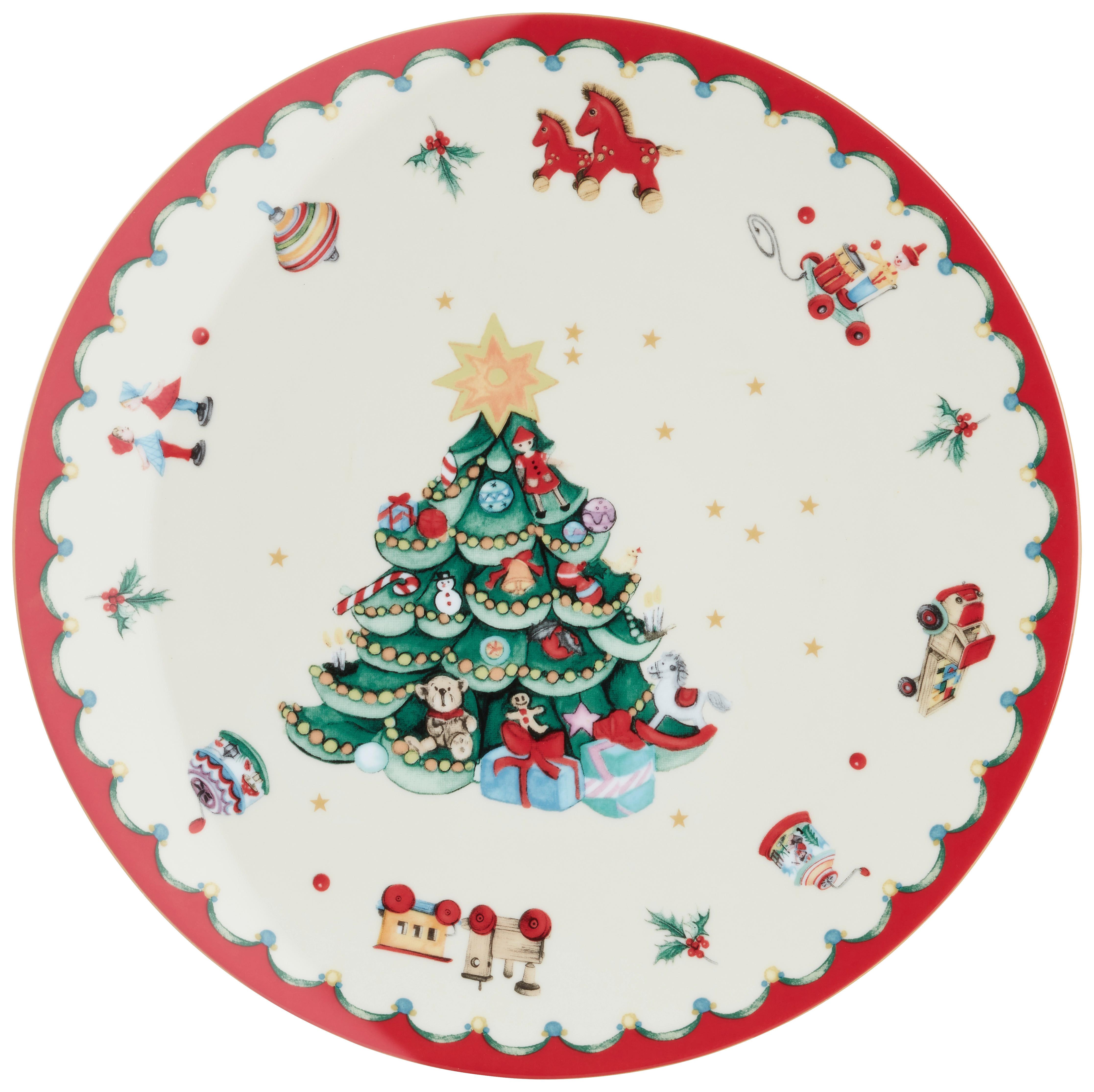 Platzteller XMAS mit Weihnachtsmotiv Ø ca. 31cm - Weiss/Rot, Konventionell, Keramik (31/2,3cm) - Mömax