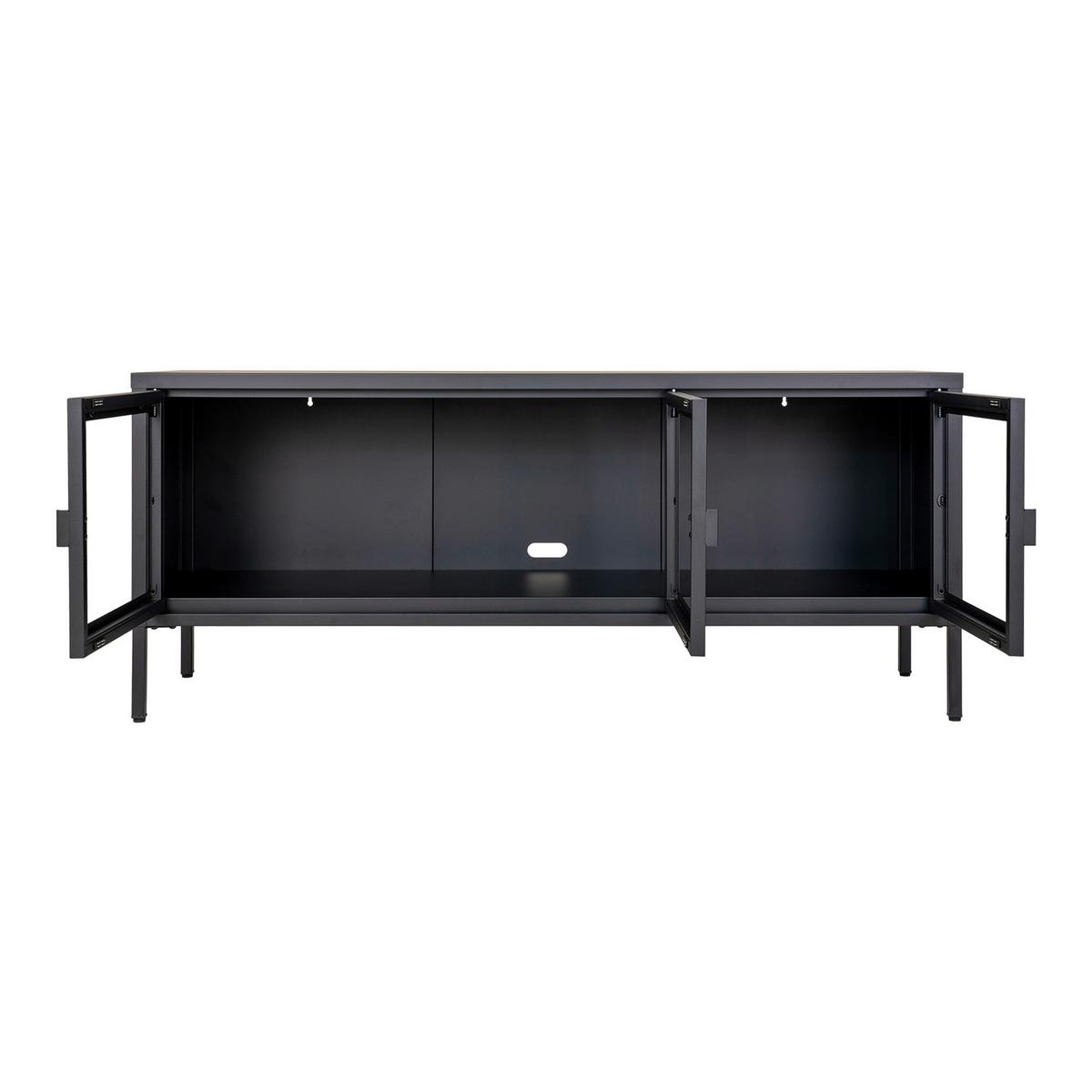 Lowboard Brisbane Schwarz - Transparent/Schwarz, Design, Glas/Metall (130/40/55cm) - MID.YOU