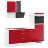 Küchenblock IBZ ohne Geräte ca. 215 cm Rot - Edelstahlfarben/Rot, Design, Holzwerkstoff/Metall (215cm) - Impuls