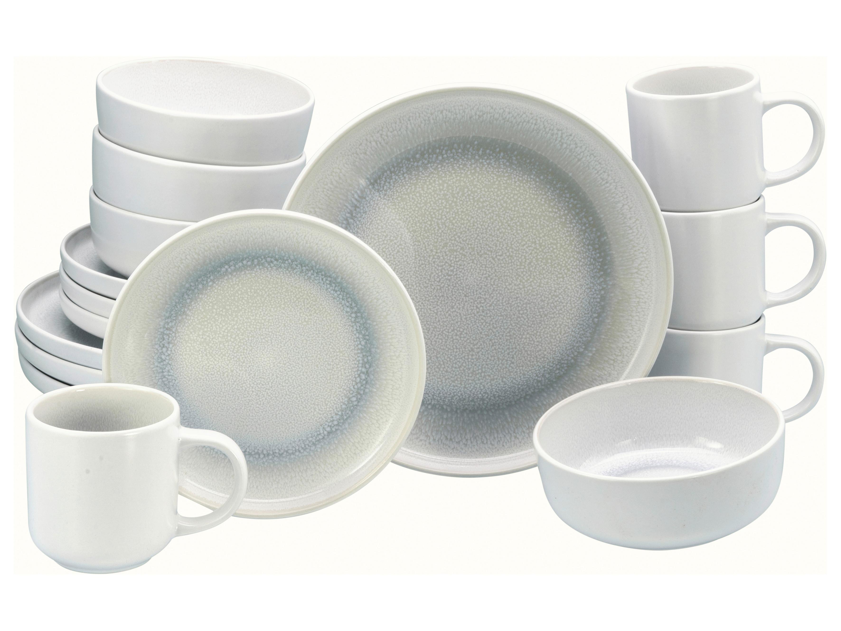 Serviciu de masă Nordic Fjord 16/1 - alb/gri-alb, Basics, ceramică - Creatable