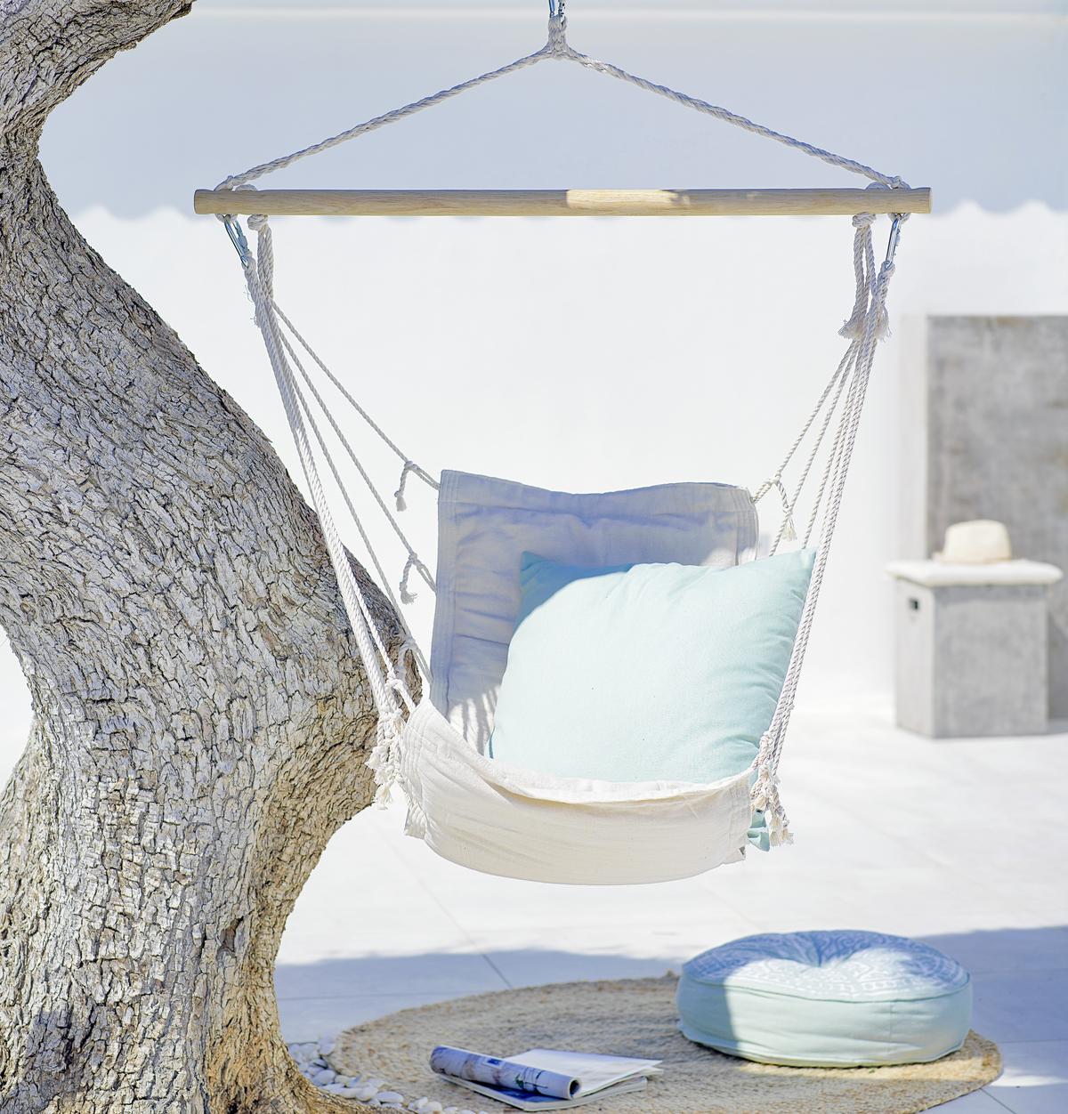 VISEČ SEDEŽ RELAX - siva/naravne barve, tekstil/les (100/47cm) - Modern Living