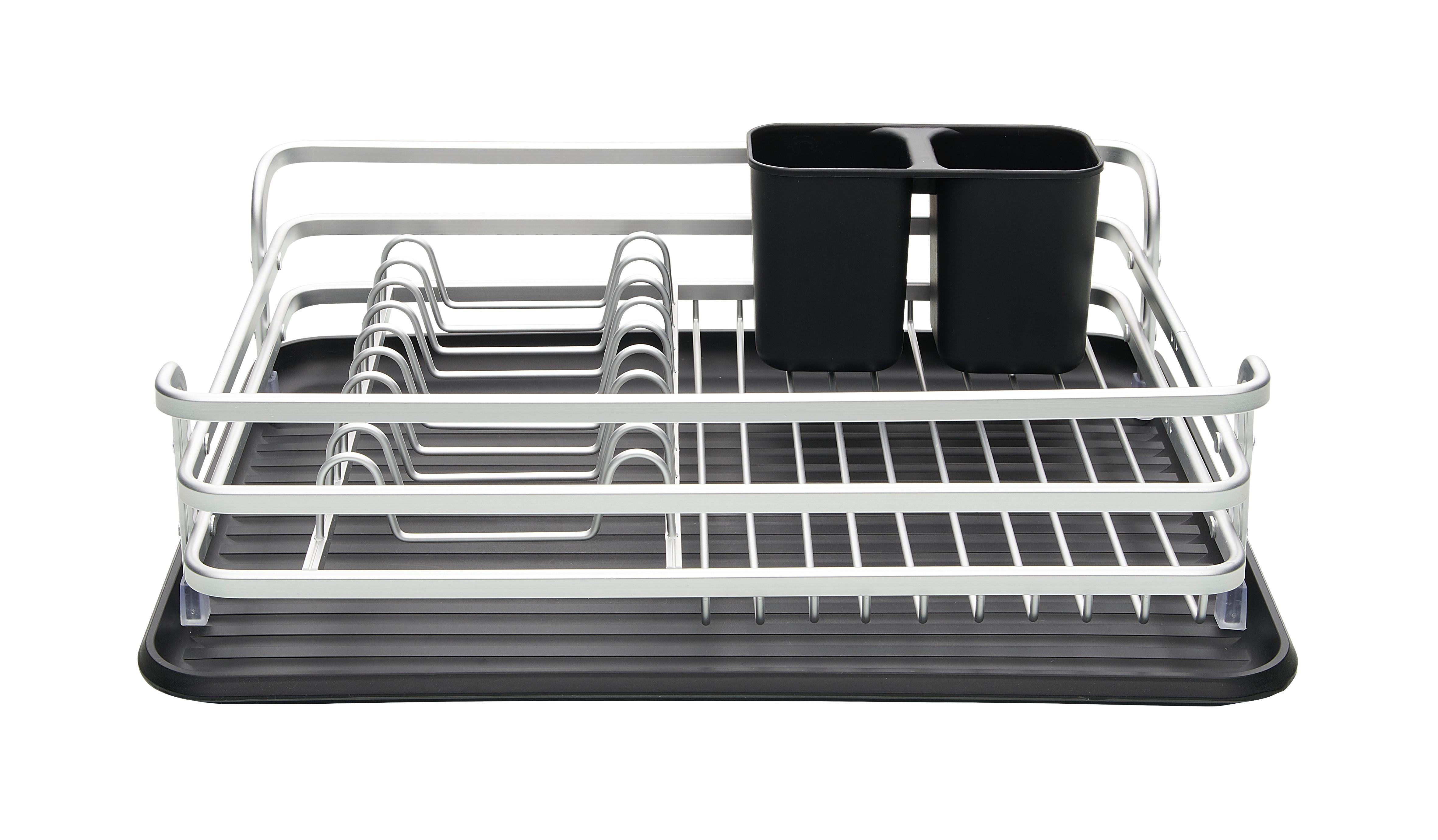 Geschirrabtropfkorb Oskar in Schwarz/Alufarben - Schwarz/Alufarben, Kunststoff/Metall (43/12,5/32cm) - Premium Living