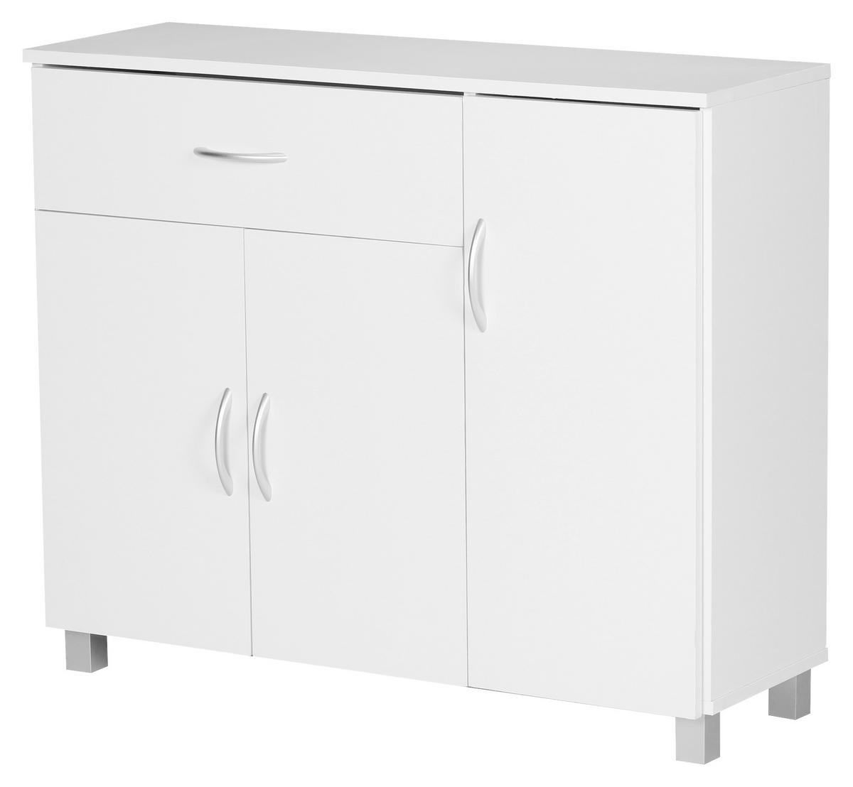 Sideboard Jarry ca. 90x75x30 cm Weiß - Alufarben/Grau, KONVENTIONELL, Holzwerkstoff (90/75/30cm) - MID.YOU