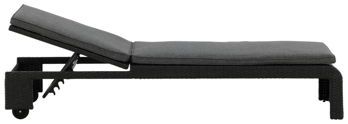 Sonnenliege London ca. 60x32x196 cm Schwarz - Schwarz, KONVENTIONELL, Kunststoff (60/32/196cm) - Gardenson