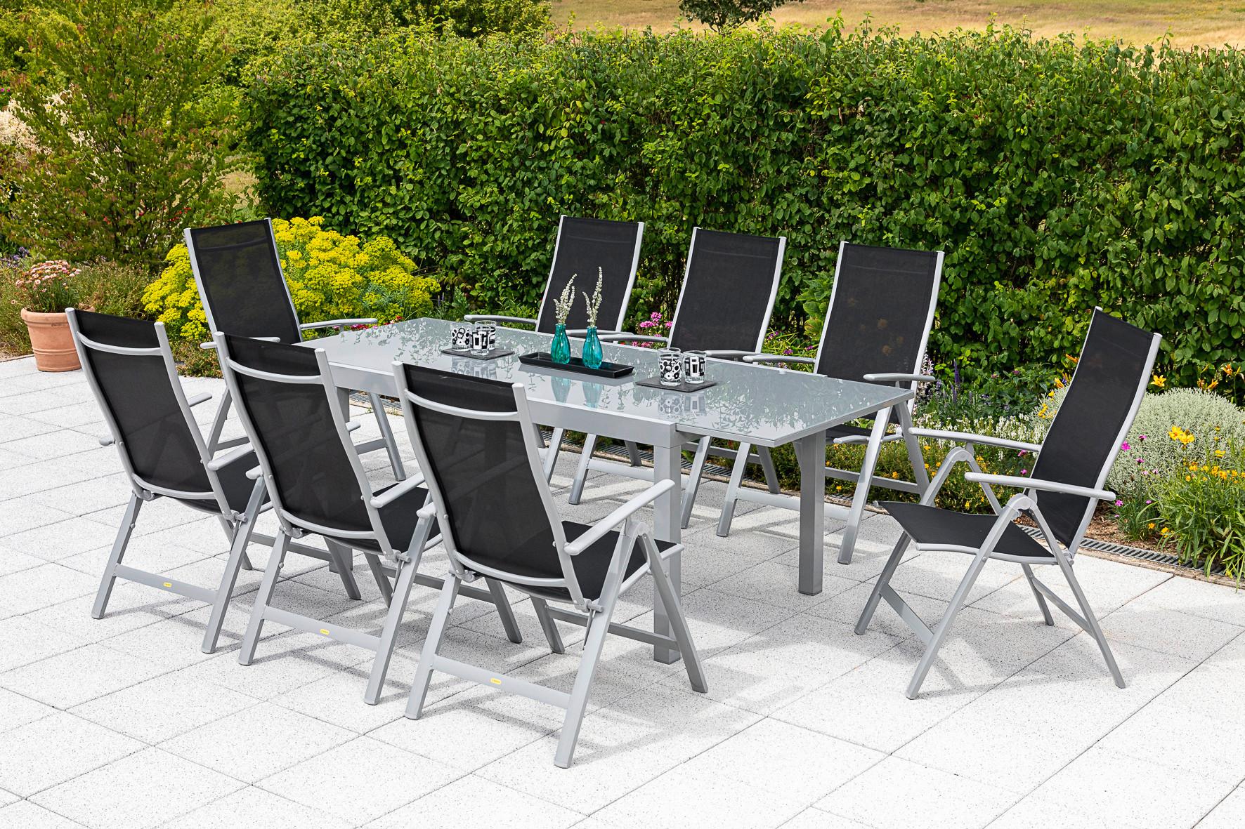 GARTENSET CARRARA - Silberfarben/Schwarz, MODERN, Textil/Metall - Gardenson
