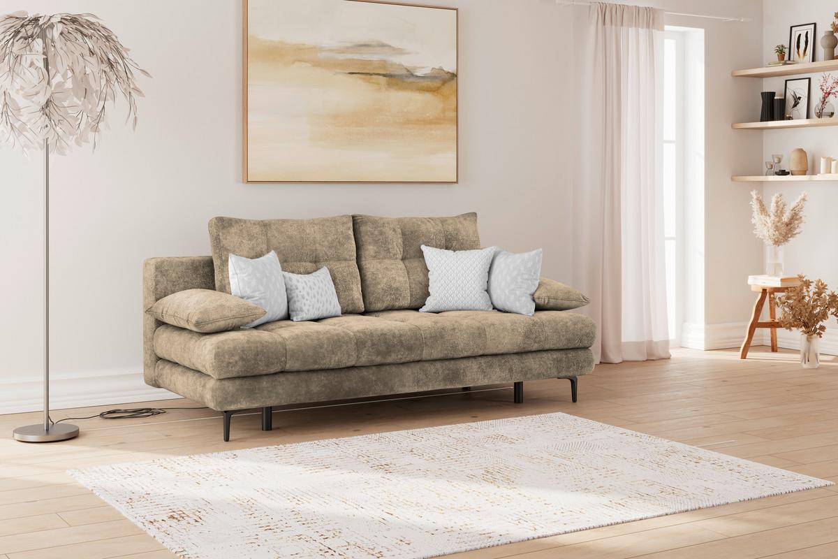 Trosjed Perla - svijetlo smeđa/crna, Konvencionalno, tekstil/metal (203/94/96cm)