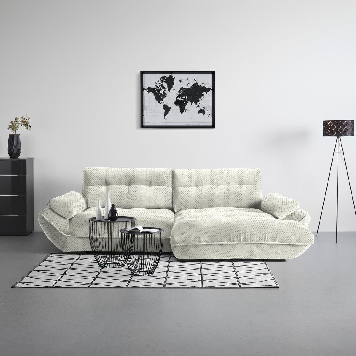 Wohnlandschaft Vivo Creme - Creme/Schwarz, MODERN, Kunststoff/Textil (317/63/179cm) - Premium Living