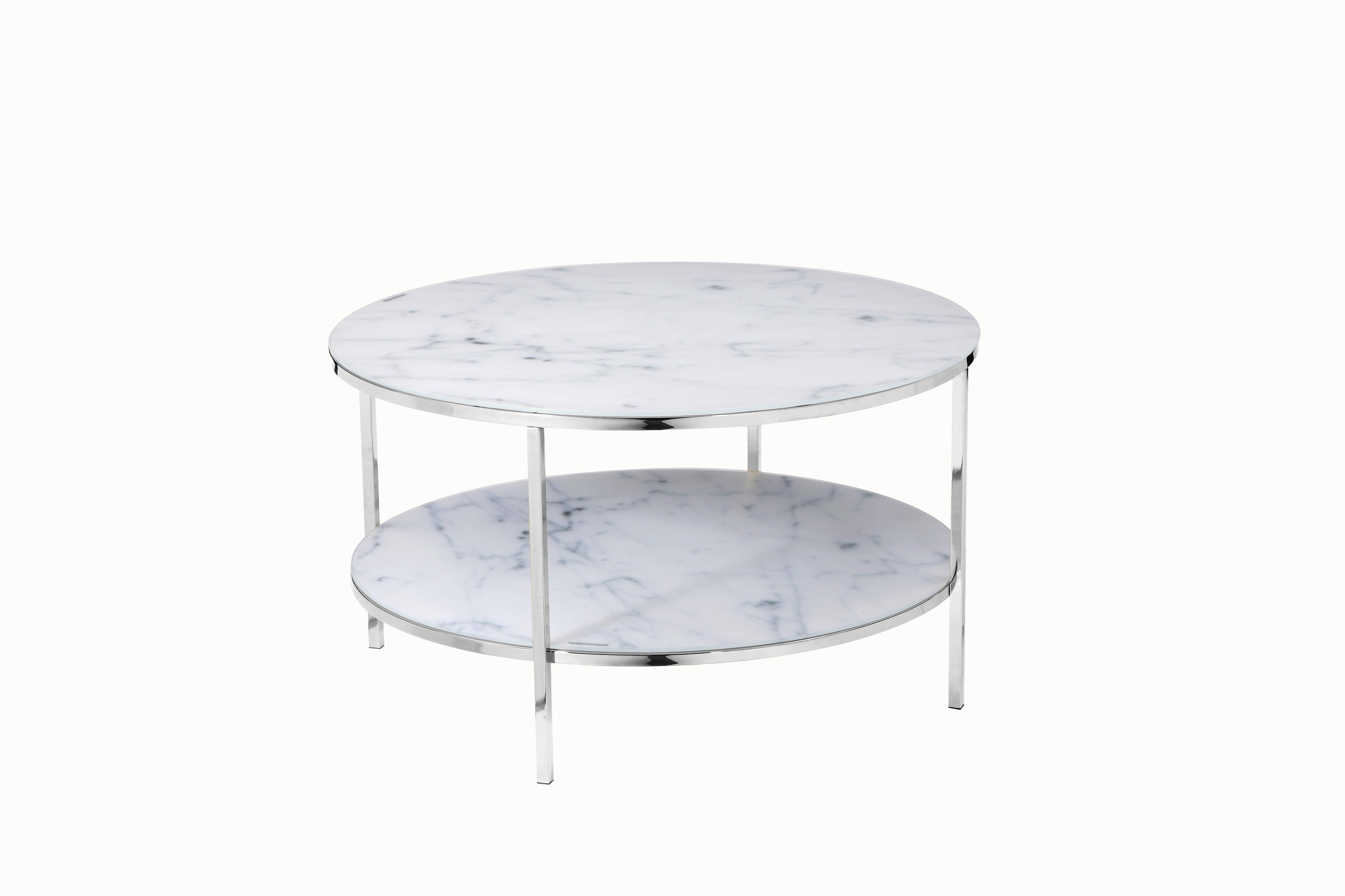 Klubska Miza Marble, Bela - barve kroma/bela, Design, kovina/steklo (80/45cm) - Livetastic