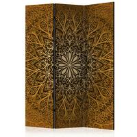 Paravent Sacred Circle Braun/Goldfarben - Goldfarben/Braun, Basics, Holz/Textil (135/172/3cm) - artgeist