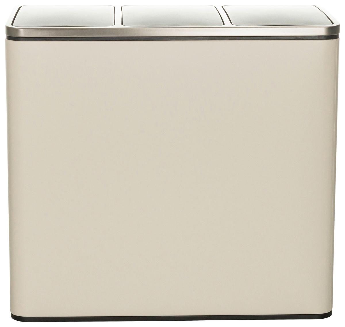Koš Za Smeti Clean Ix, 3 X 18 L, Bež - črna/bež, Basics, kovina/umetna masa (61/56/31,5cm) - MID.YOU