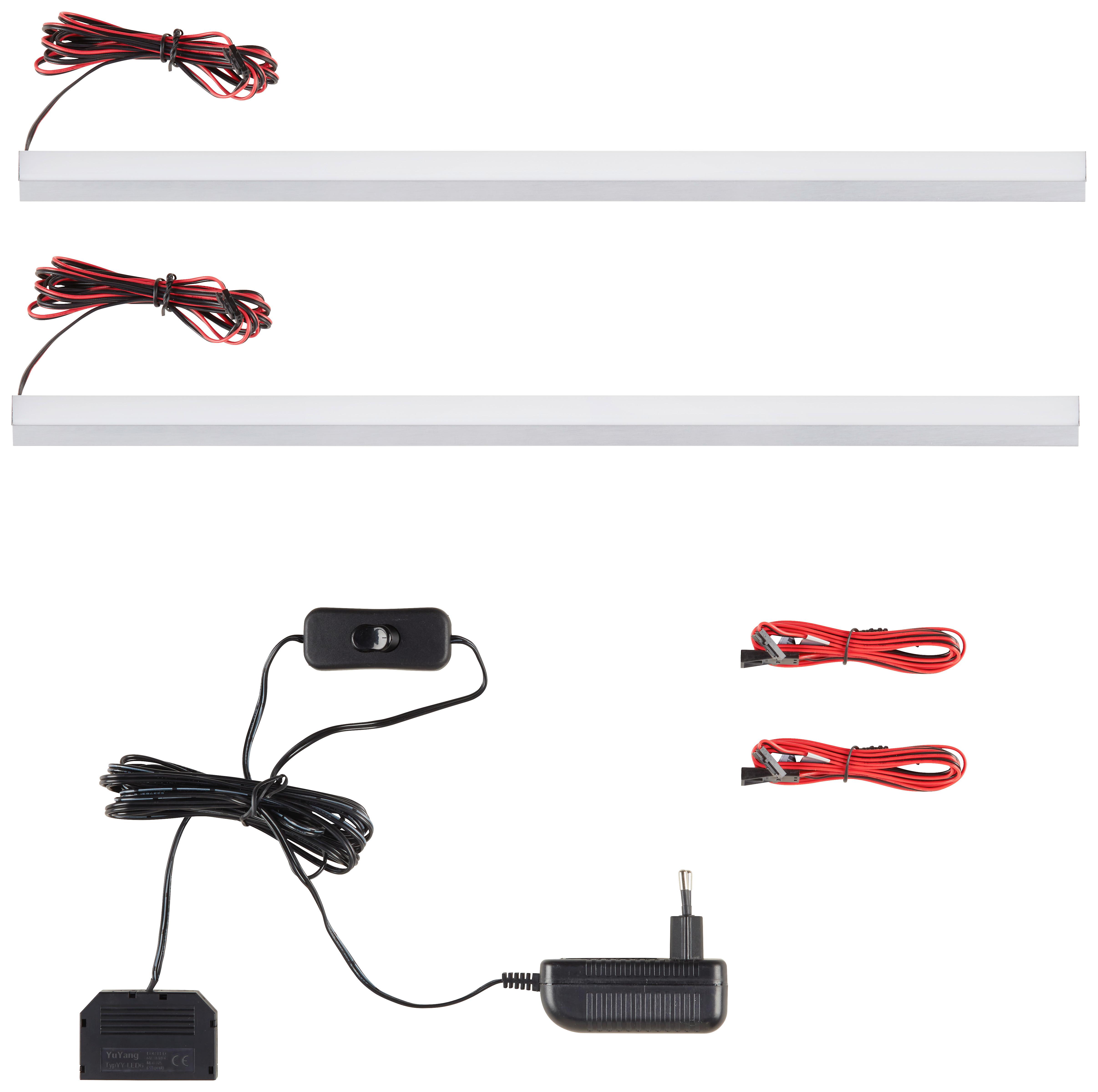 Beleuchtungs-Set Valera in Silberfarben inkl. Trafo - Silberfarben/Weiß, KONVENTIONELL, Kunststoff/Metall (45/2/2cm) - Premium Living