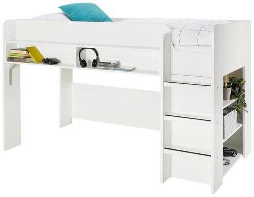 Visoka Postelja White, Bela, 90x200 - bela, leseni material (90/200cm) - Modern Living