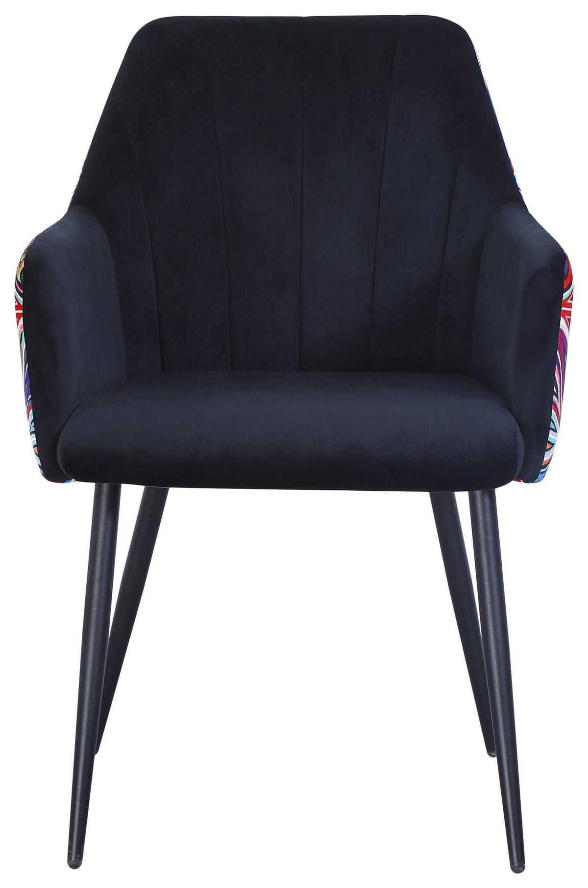 KRZESŁO Z PODŁOKIETNIKAMI TRENDY - czarny/różnokolorowy, Modern, metal/tkanina (60/84/62cm) - MID.YOU