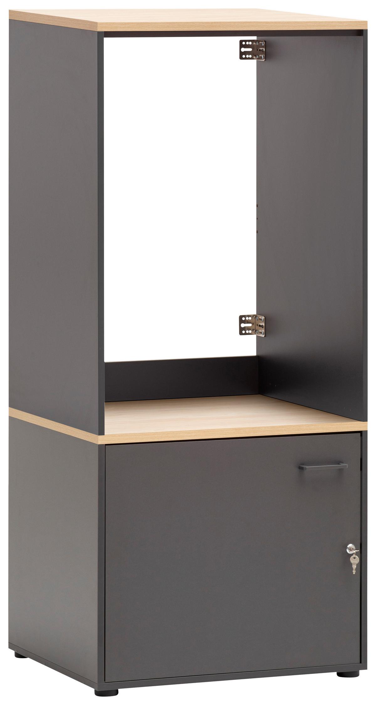 Waschmaschinenscharnk SOLEA SET Anthrazit ca.67x154x60cm - Chromfarben/Eichefarben, MODERN, Holzwerkstoff/Kunststoff (67,1/154,7/60cm) - MID.YOU