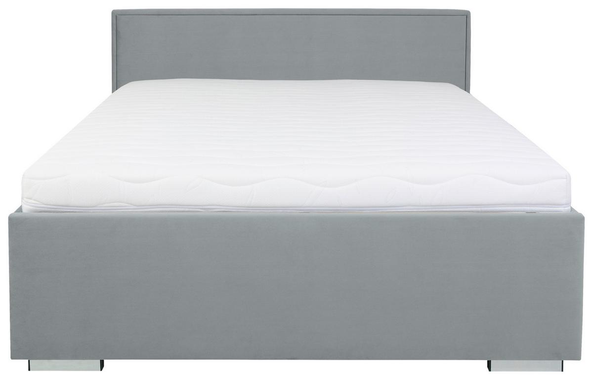 Oblazinjena Postelja Anadia, Siva, 140x200 - barve kroma/siva, Moderno, kovina/tekstil (140/200cm) - MID.YOU