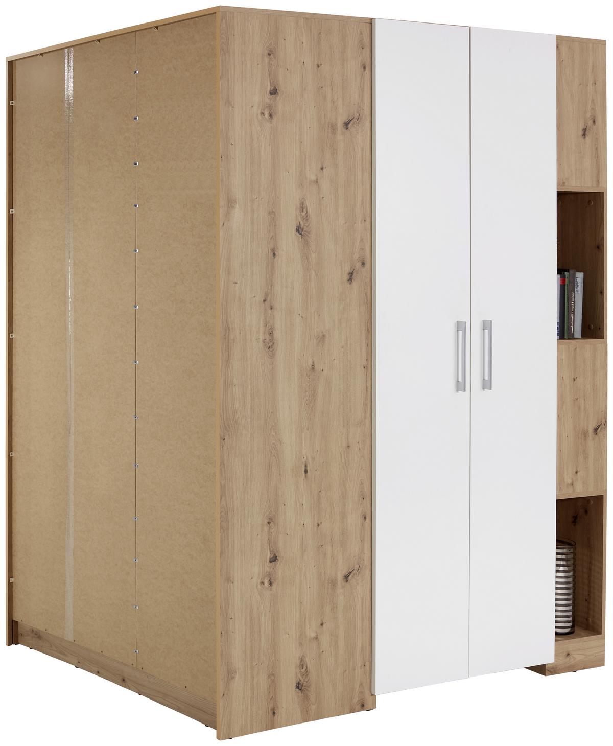 Ormar Kutni Box - bijela/hrast Artisan, Moderno, drvni materijal (150/205/120cm) - Modern Living