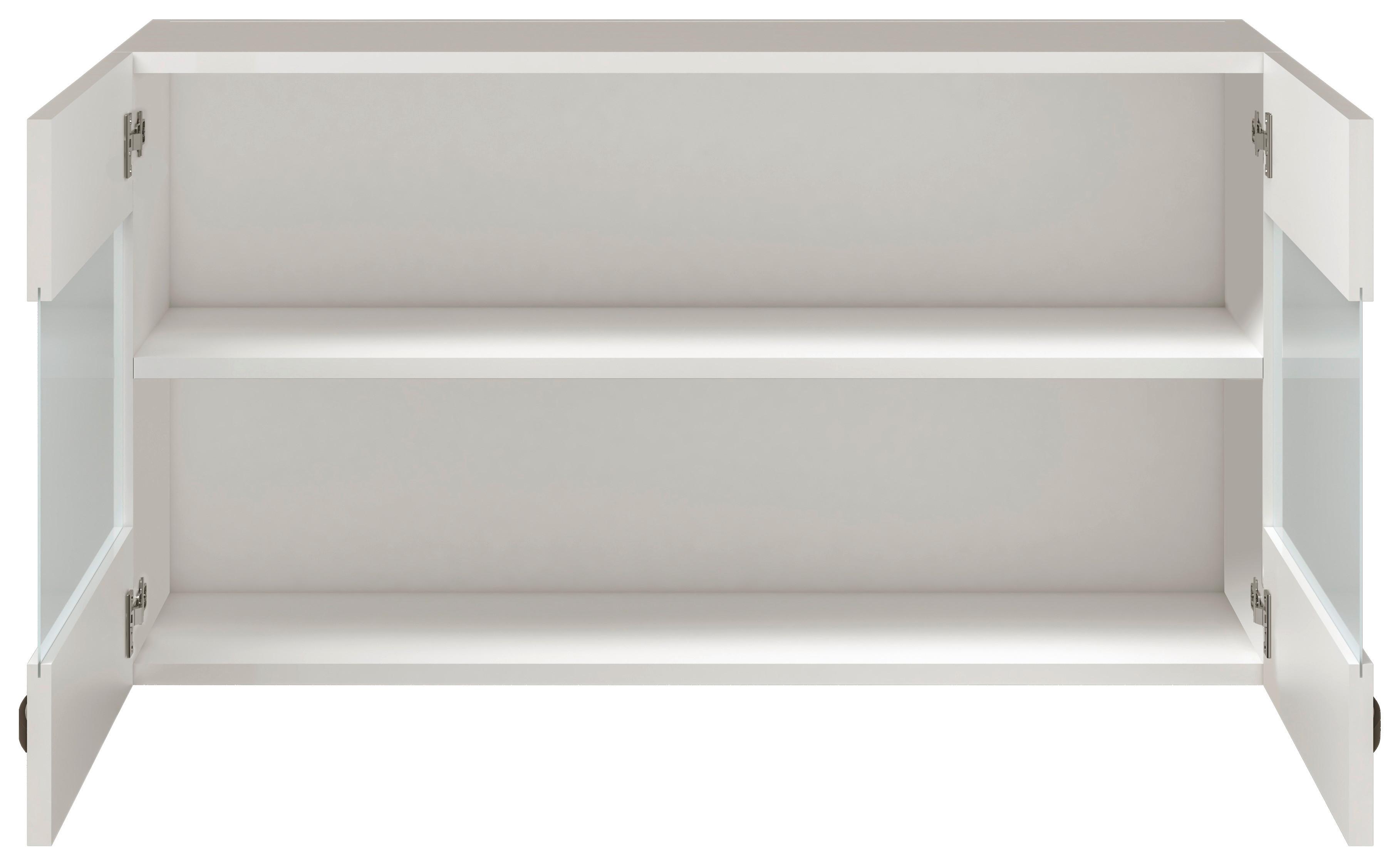 Küchenoberschrank ALBA  HGH 100, Weiß - Edelstahlfarben/Weiß Hochglanz, MODERN, Holzwerkstoff/Metall (100/54,8/32cm) - FlexWell