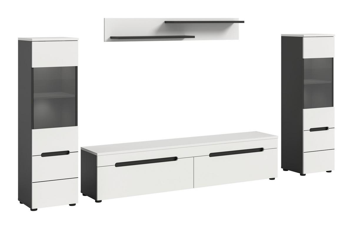 Dnevni Regal Canu, Bela, Siva, 4-Delni - črna/bela, Design, umetna masa/leseni material (272/141/33cm) - Livetastic