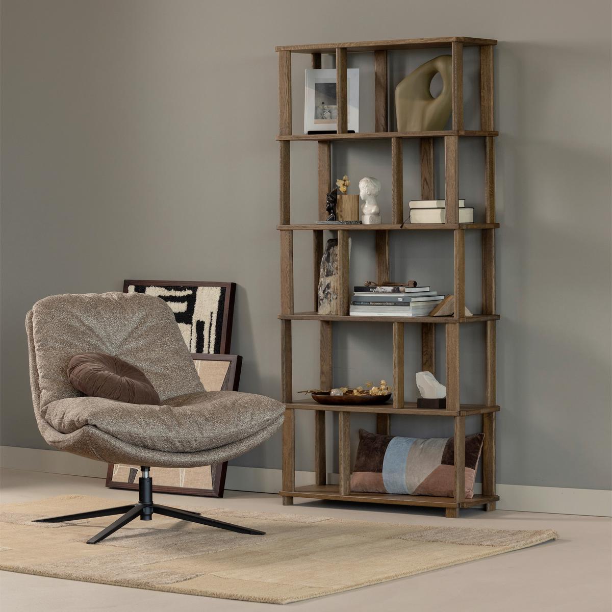 SESSEL Arve Naturfarben B: 82cm - Schwarz/Naturfarben, Design, Textil/Metall (82/86/87cm) - Livetastic