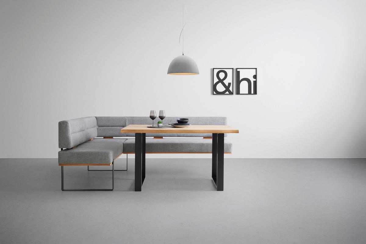 Eckbank in Grau - Schwarz/Grau, KONVENTIONELL, Holz/Textil (160/85/220cm) - Based
