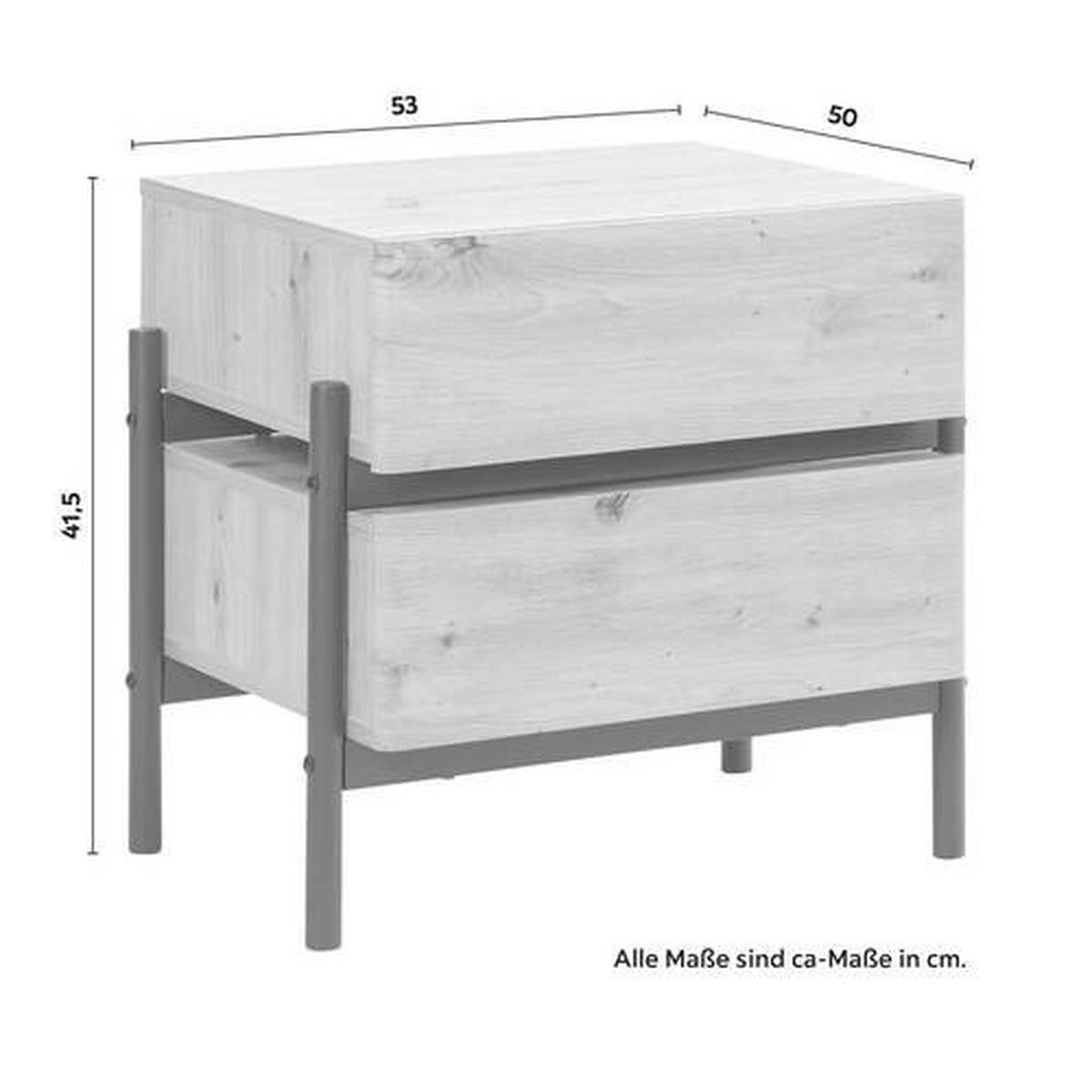 Nachttisch Jasmina Schwarz/Eichefarben MDF - Eichefarben/Schwarz, MODERN, Holz/Metall (53/50/41,5cm) - Bessagi Home