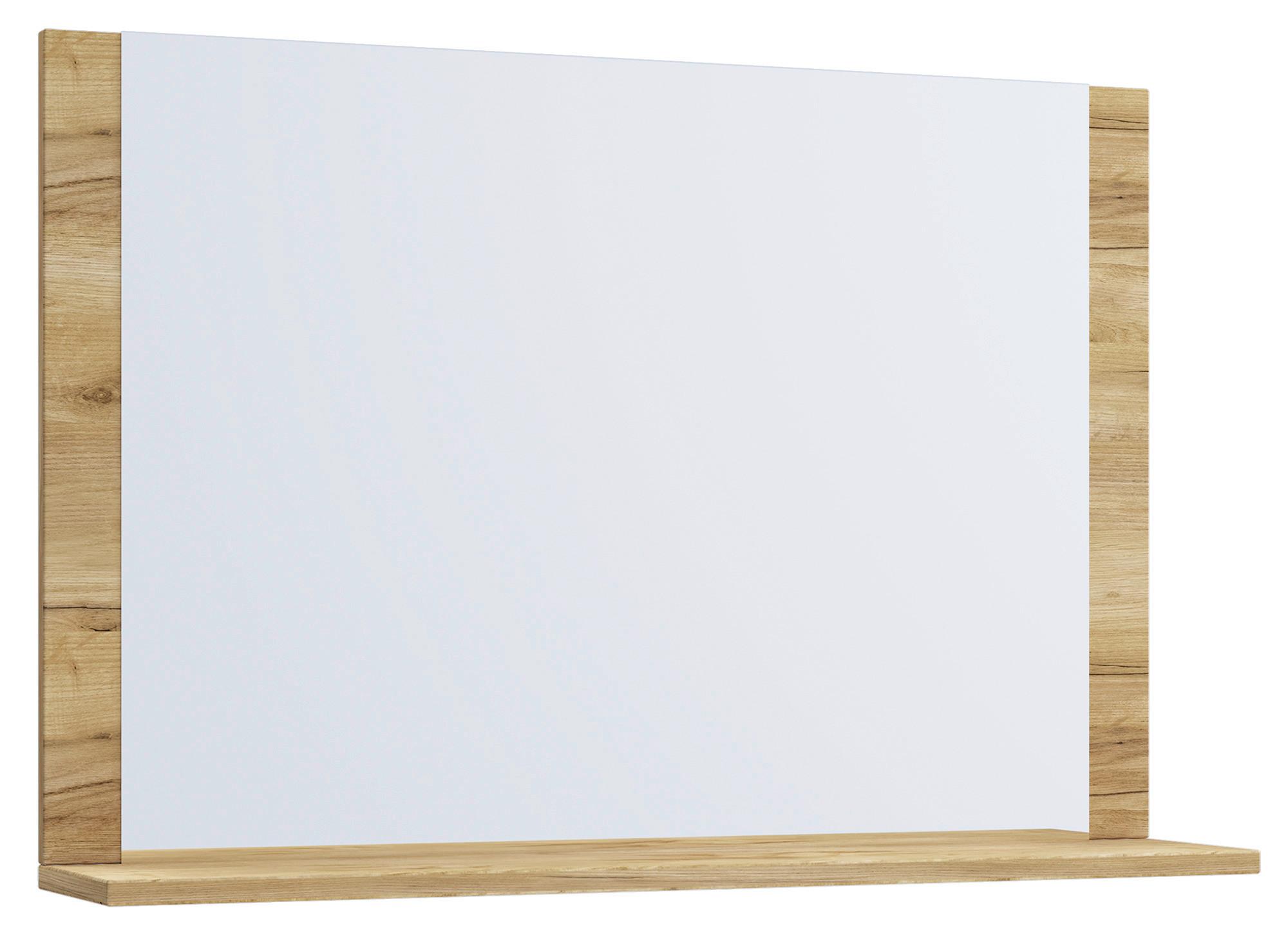 Stensko Ogledalo Lendas, Hrast - barve hrasta/barve medu, Moderno, leseni material (80/65/16,6cm) - MID.YOU