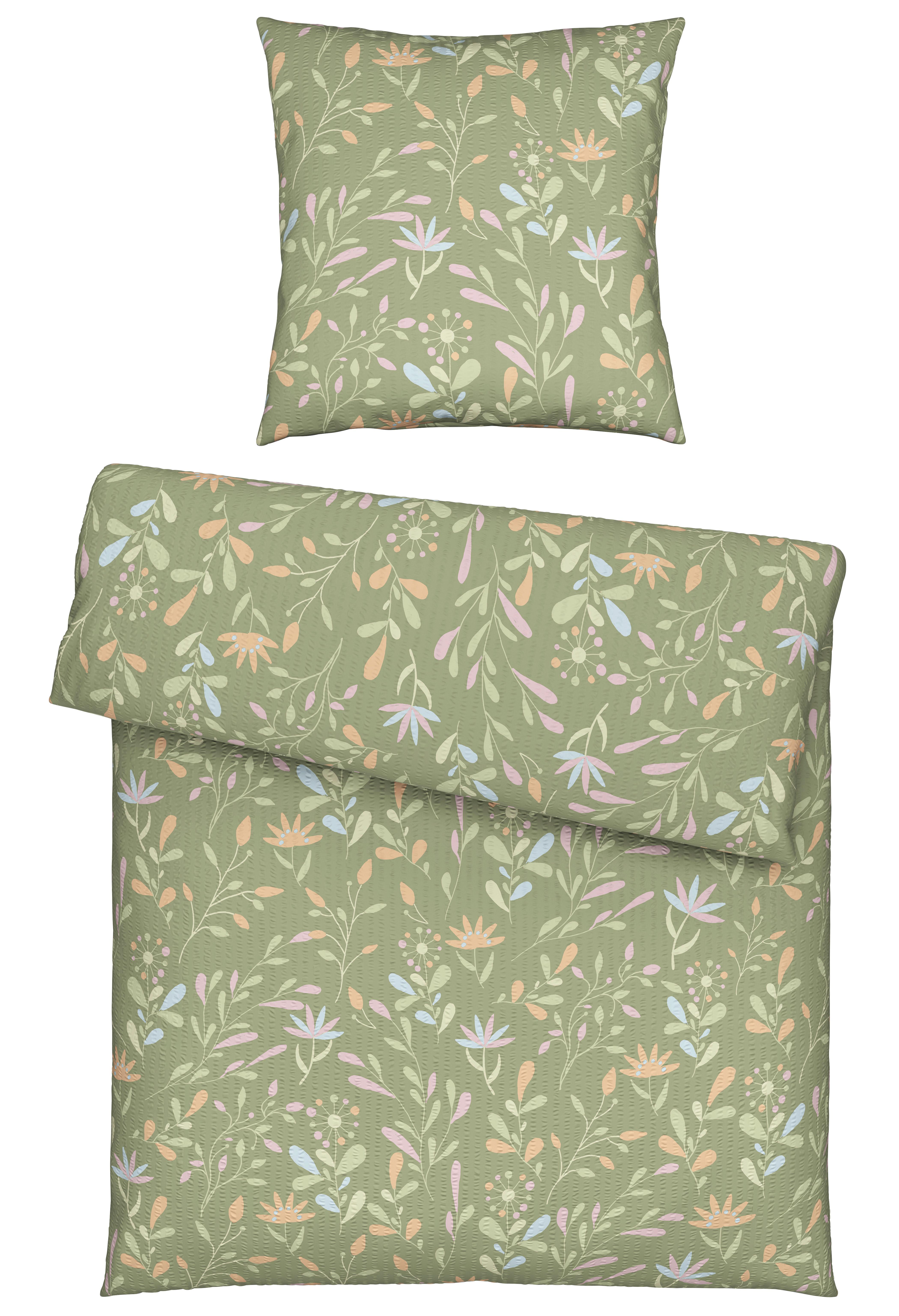 Bettwäsche Marina XL Grün ca. 155x220cm - Grün, KONVENTIONELL, Textil (155/220cm) - Mömax