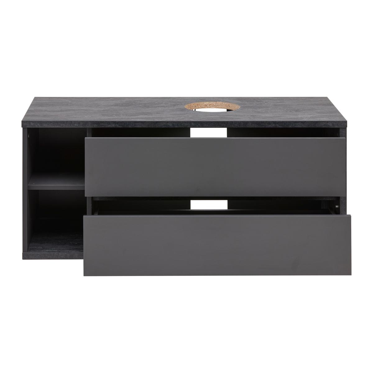 Waschtischunterschrank Camillo Anthrazit /Schwarz - Anthrazit/Schwarz, MODERN, Holzwerkstoff (110/48/46cm) - Mömax