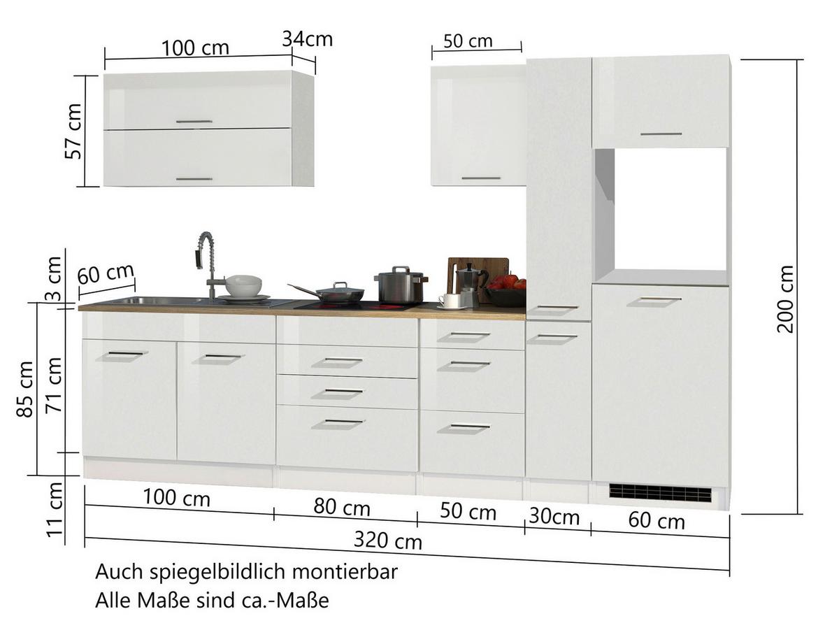 Küchenleerblock Mailand o. Geräte Graphitfarben - Silberfarben/Graphitfarben, MODERN, Holzwerkstoff/Metall (320cm) - Held