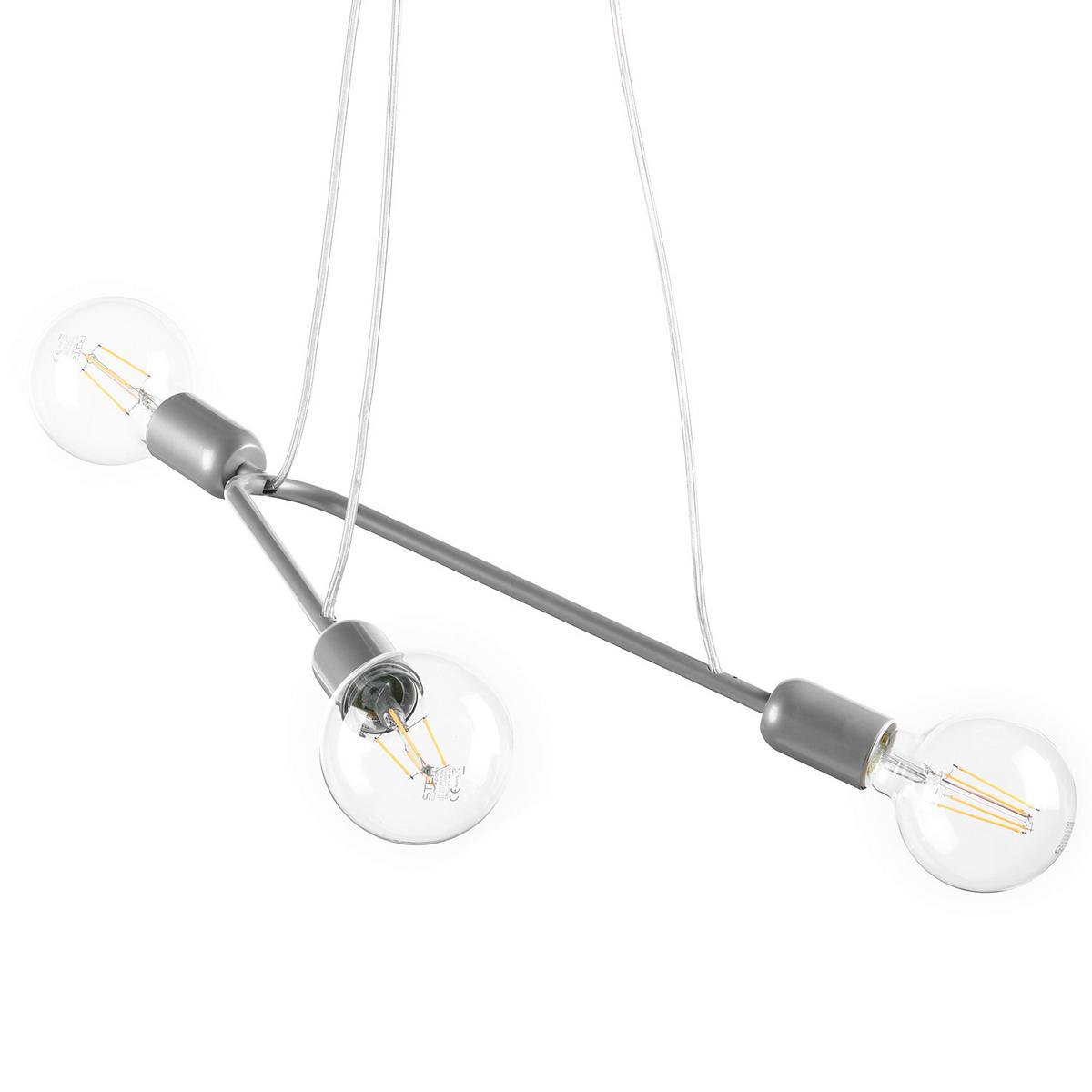 Pendelleuchte Boomerang argento Silber max. 22 Watt - Silberfarben, Design, Metall (65/10/75cm)