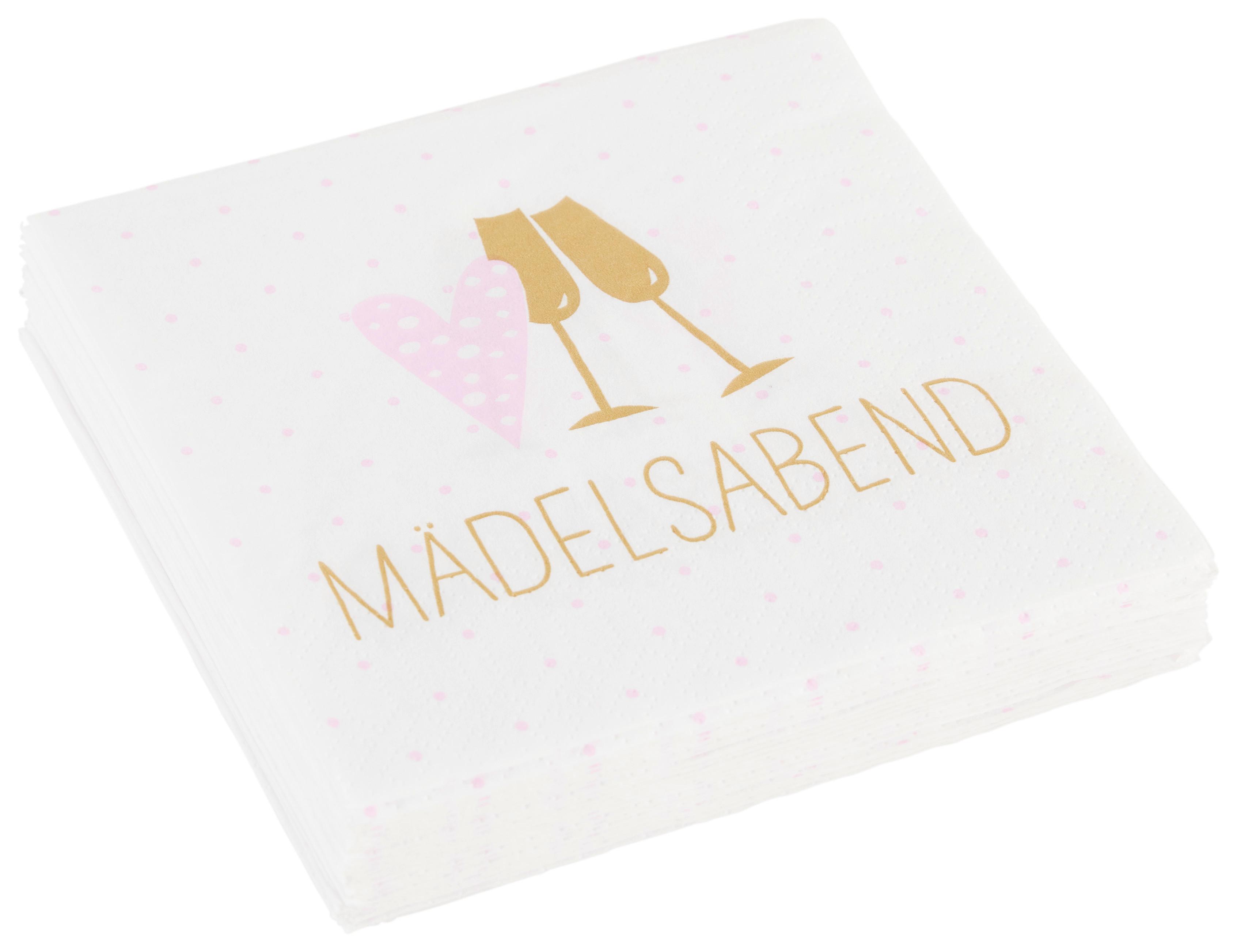 Cocktailserviette Linda in Multicolor ca. 25x25cm - Goldfarben/Rosa, KONVENTIONELL, Papier (25cm)