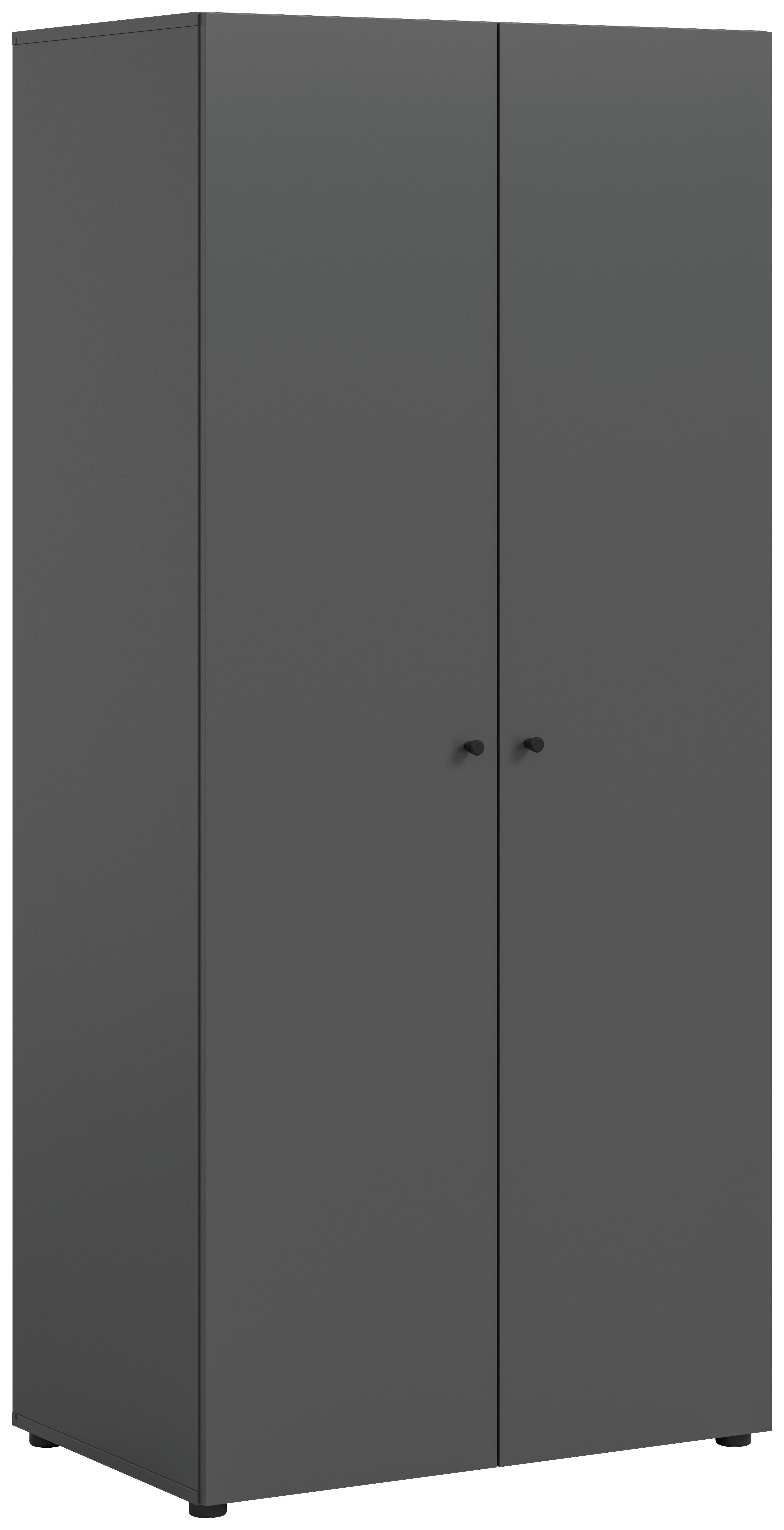Drehtürenschrank DARWIN ca.80x176x51cm Anthrazit - Anthrazit/Schwarz, MODERN, Holzwerkstoff/Kunststoff (80/176/51cm) - Livetastic