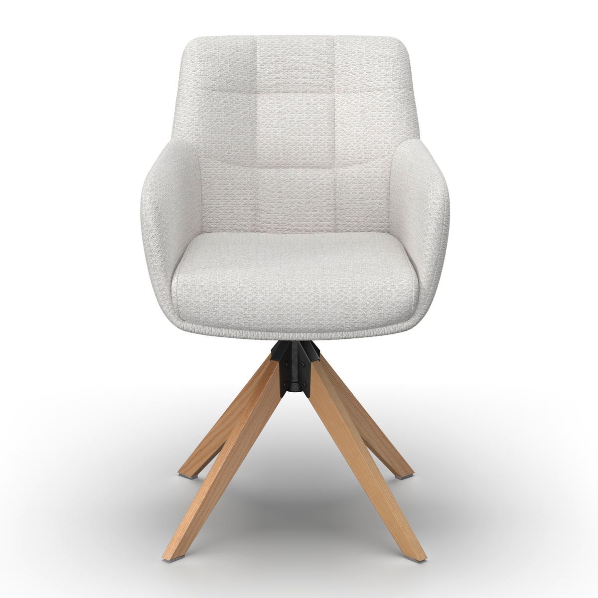 Armlehnstuhl Mailo Hellgrau Webstoff Drehbar Gepolstert - Hellgrau/Naturfarben, MODERN, Holz/Textil (56/92/62cm) - Bessagi Home